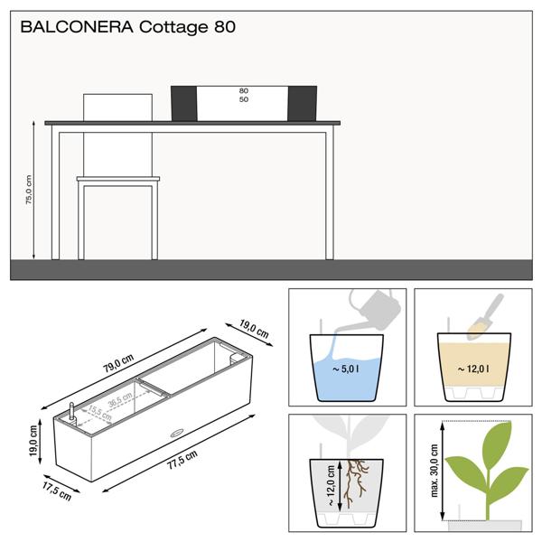 Розумний вазон Lechuza Balconera Cottage 80 білий 12л (15610)