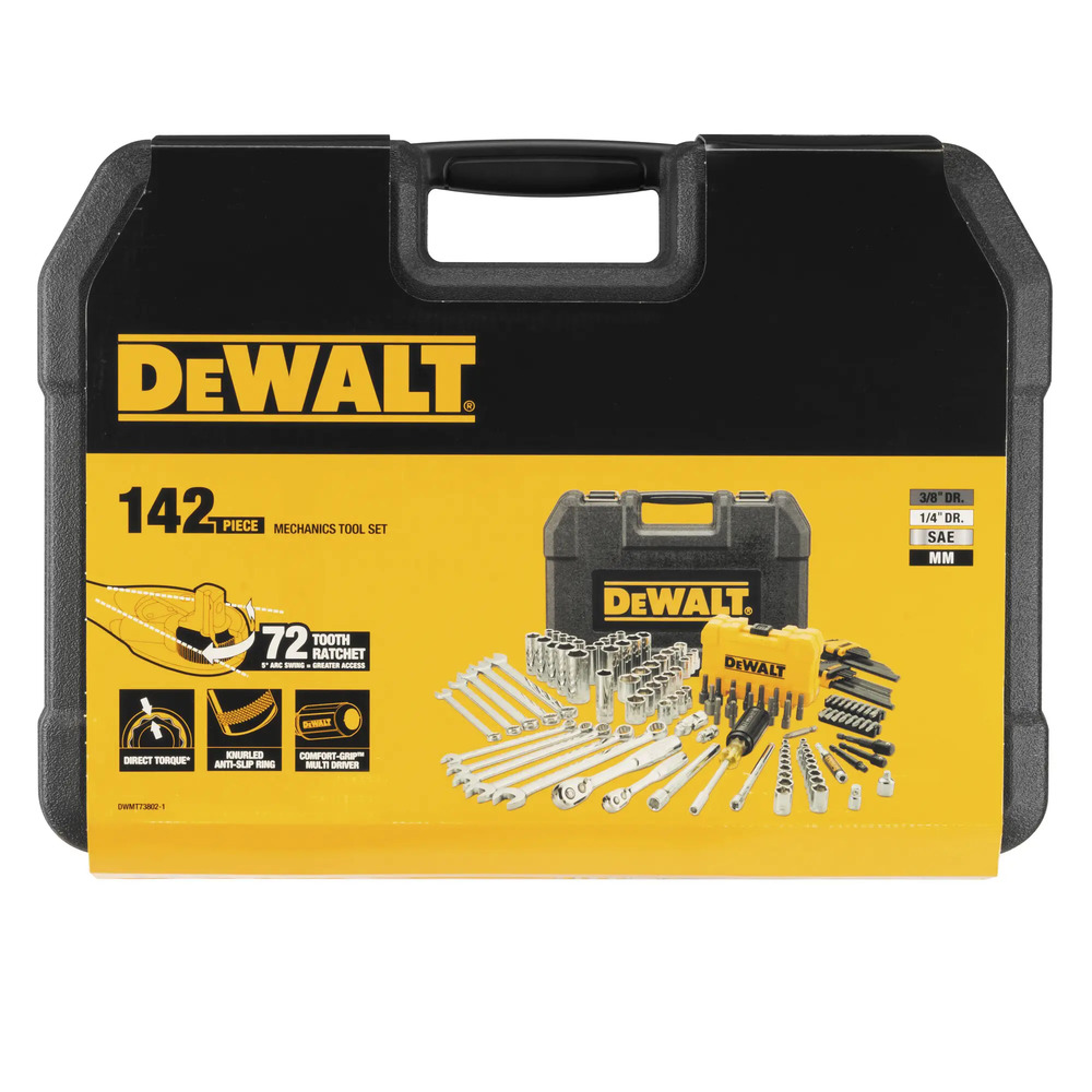 Набір головок, біт, шестигранних та накидних ключів DeWALT 1/4" 3/8" 142 предмети (DWMT73802-1)