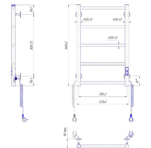 Рушникосушарка електрична Mario Класік F НР-I 650х430/75 TR K (4820111356959)