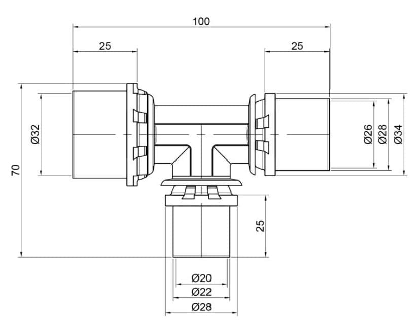 Трійник прес Icma №406 26х20х32мм (81406GPBQGQ06)