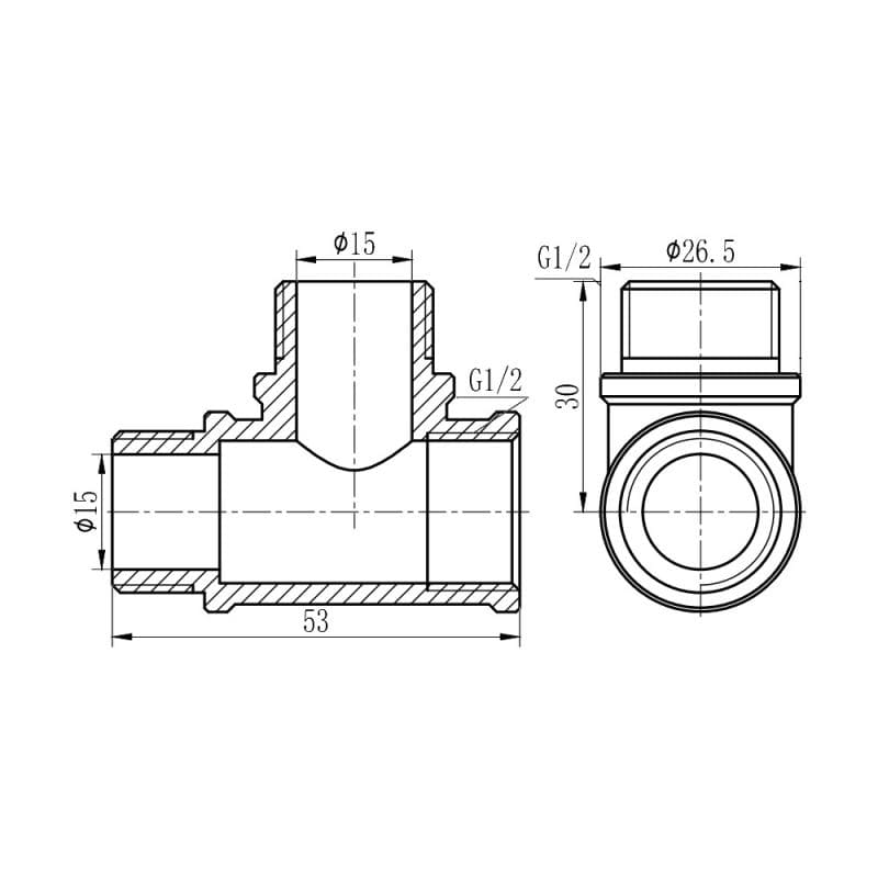 Трійник SD Forte 1/2" ВНН хром (SF365H15)