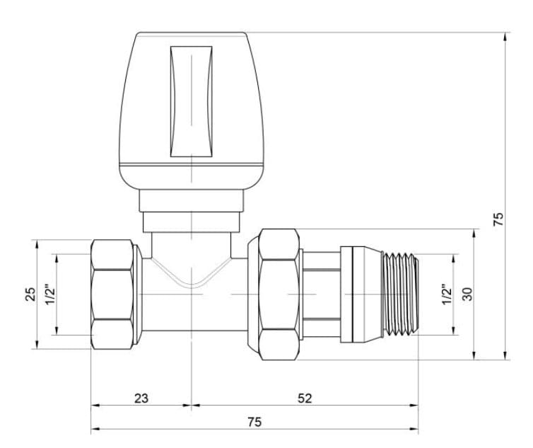 Кран радіаторний Icma №1117 1/2" з антипротічкою прямий (821117AD07)