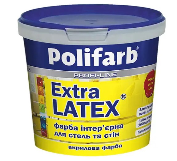 Фарба інтер'єрна латексна Polifarb ExtraLatex 1,4кг