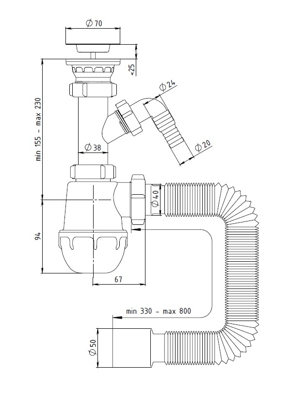 Сифон Santehplast Лотос 40x50мм (MS-03)