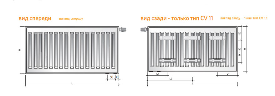 Сталевий панельний радіатор PURMO Ventil Compact 11 500x2600