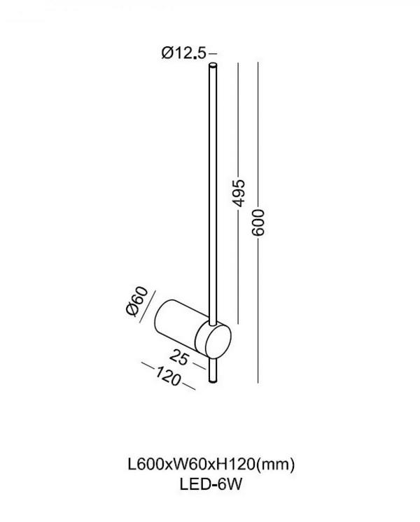   kloodi wall light wa-gala r600 3k bk/gd 6w ip20