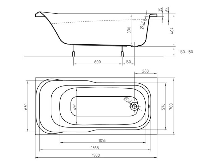 Ванна акриловая Kolo Sensa 150x70см (XWP355000N)