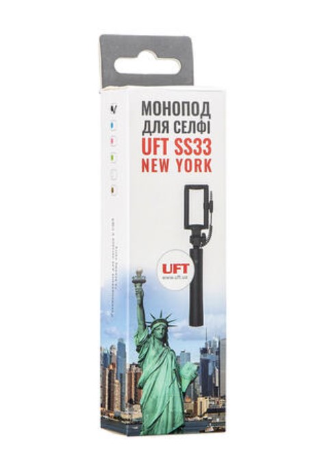 Фото монопод для селфи cо шнуром uft ss33 new-york selfie stick blue (uftss33blue)