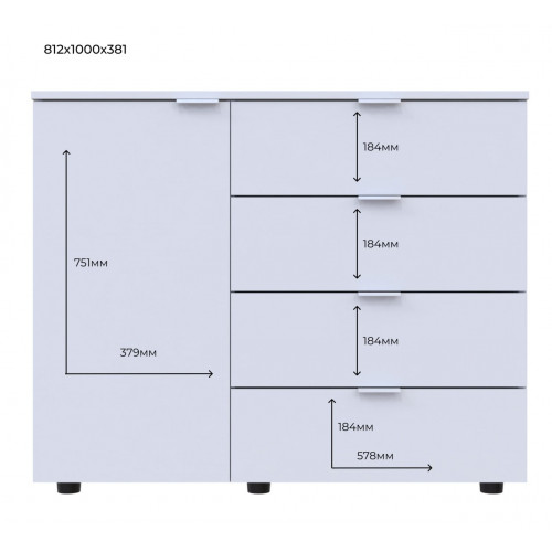 Фото комод doros с1 41510010 тахо, белый 100х38,1х81,2см (1782247267)
