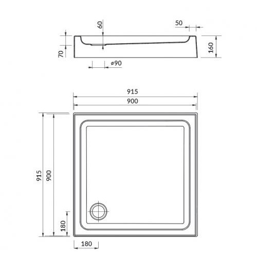   Cersanit Tako 90x90x16 (S204-012)