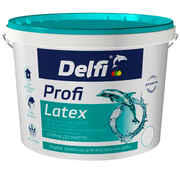 Краска латексная акриловая Delfi Profi Latex для внутренних работ белая 4,2кг