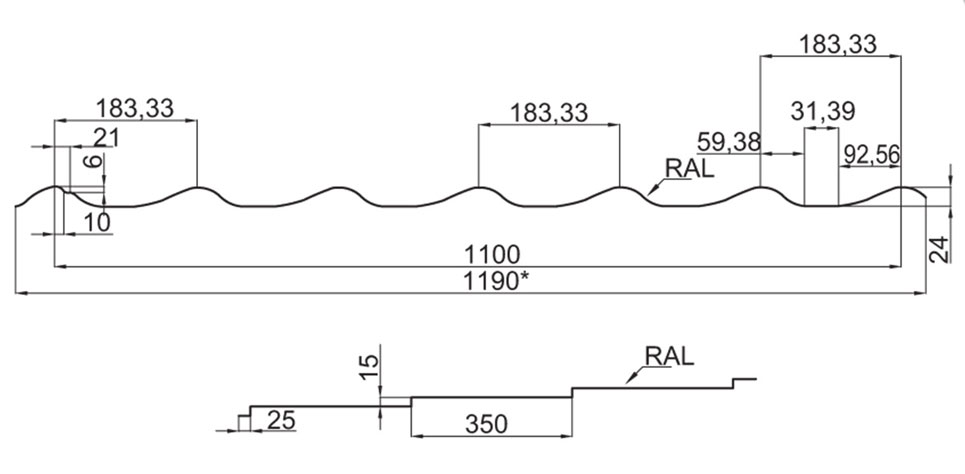 Металочерепиця PE Індія 0,45 Арсенал 15 RAL 7024