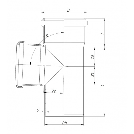 Тройник внутренней канализации Ostendorf 90x90 угол 87°