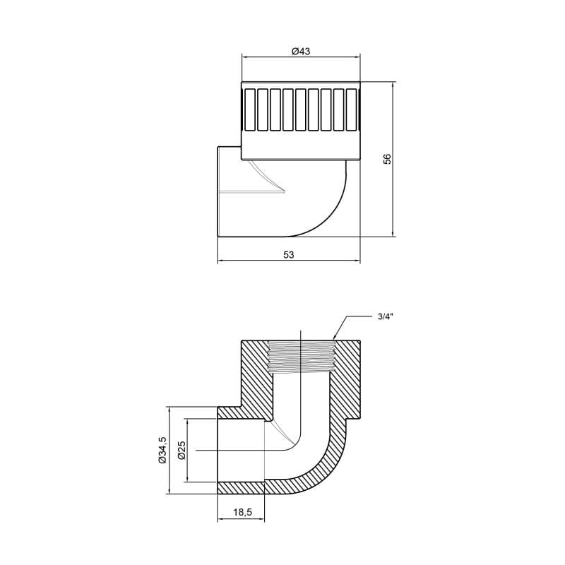 Кутник Thermo Alliance PPR 25х3/4" ВР (DSE2035)