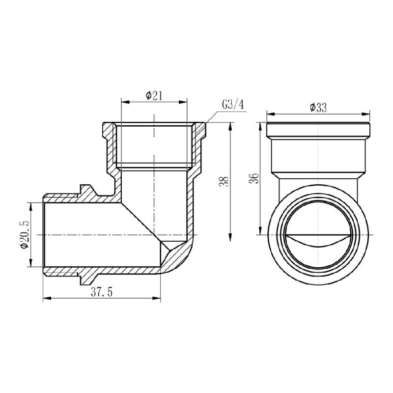 Кут SD Forte 3/4" ВНхром (SF372H20)