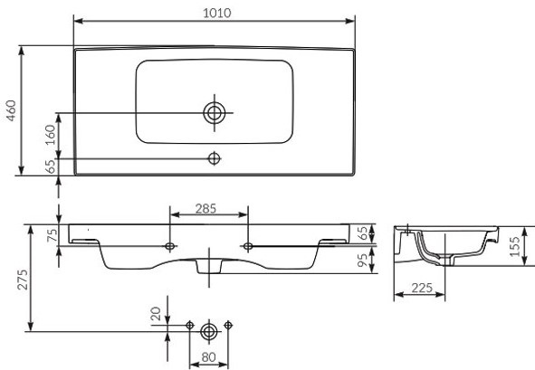 Умывальник мебельный Cersanit Crea 100x46см (K114-018)