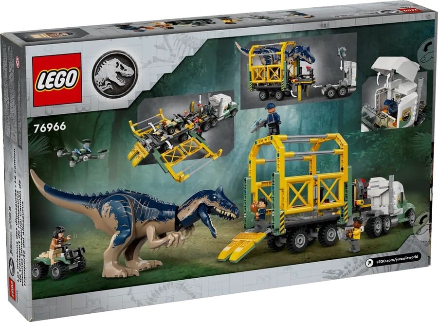 Конструктор Lego Jurassic World Місії динозаврів: Вантажівка для перевезення алозавра 588 деталей (76966)