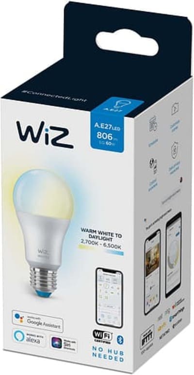 Лампа WiZ Smart E27 8W 60W 806Lm A60 2700-6500K Wi-Fi (929002383502)