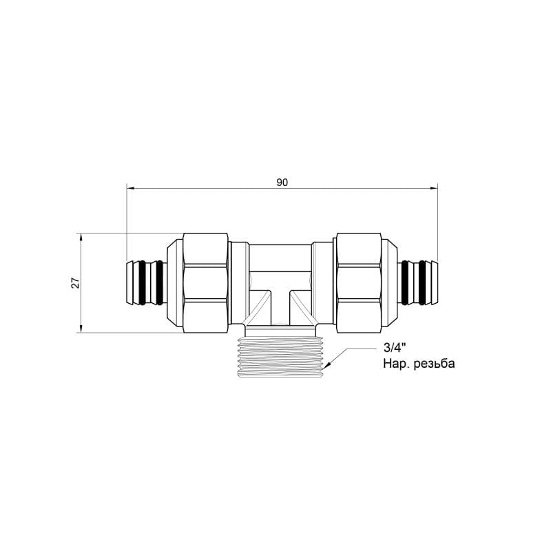 Трійник обтискний Icma №537 16х3/4"х16 НР (81537AEGH06)