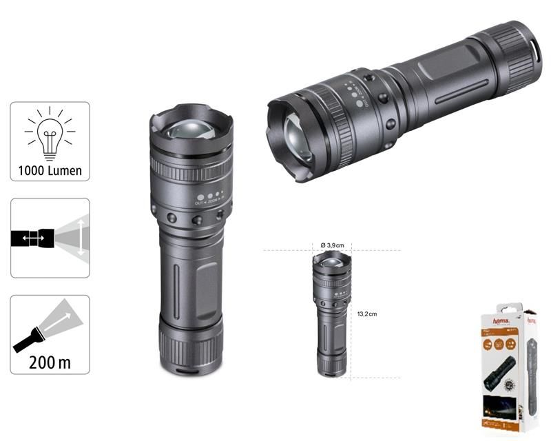 Ліхтар Hama Ultra Pro LED Torch L1000 Black (00185801)