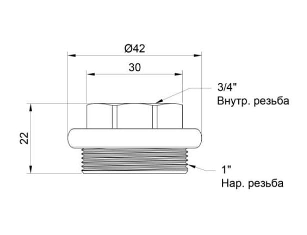 Футорка радіаторна SD Plus 1"х3/4" права (SD11620D)