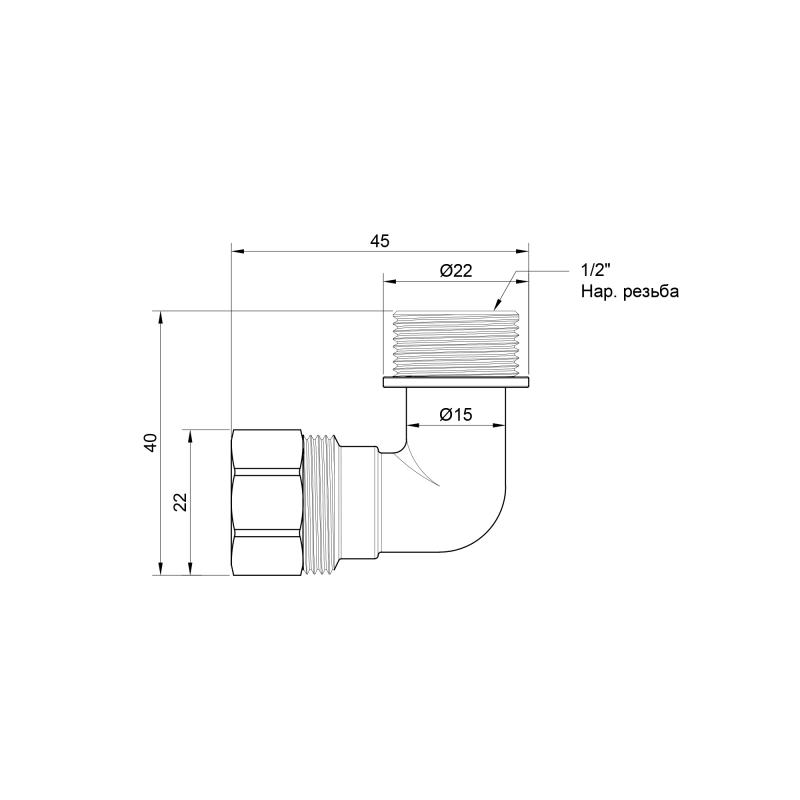 Кут обтискний SD Plus 16х1/2" НР (SD157W1615)