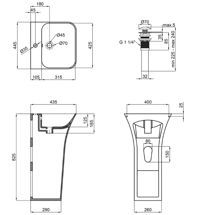     Qtap Crow    450x435x835 (QT0511G315W)