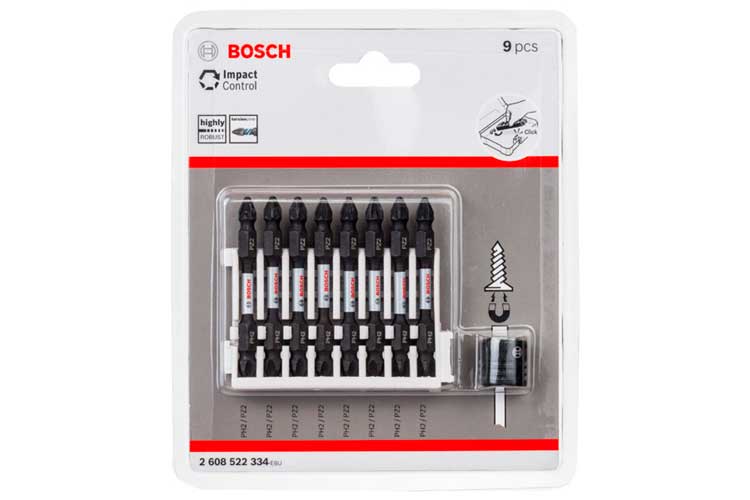 Набір біт ударних двосторонніх Bosch Impact Control 65мм PH2/PZ2 8шт (2608522334)