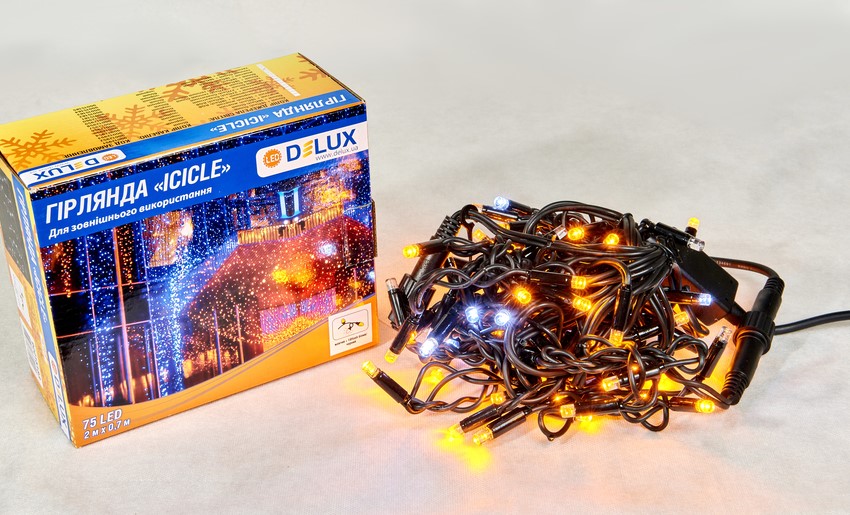 Гірлянда зовнішня Delux Icicle 75LED IP44 EN жовтий 2x0.7м (90015183)