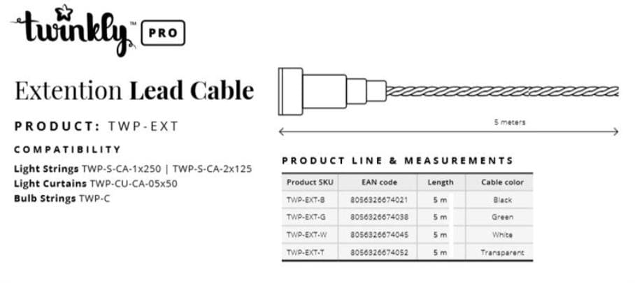    twinkly pro awg22 pvc 5 (twp-ext-g)