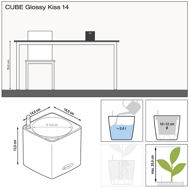 Фото умный вазон lechuza cube glossy 14 кремовый глянцевый 14x14x14см (13515)