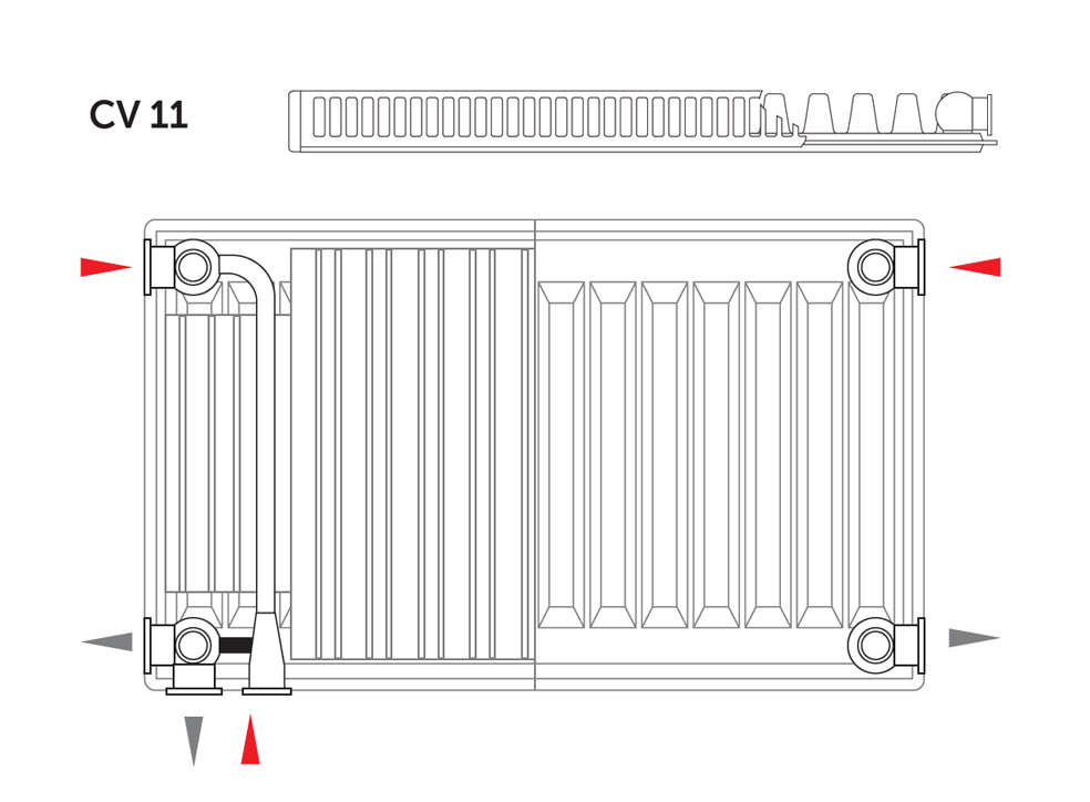 Сталевий панельний радіатор IDMAR Ventil Compact 11 500x800 (V11500X080)