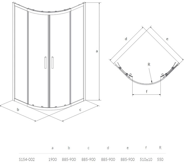   Cersanit Zip 90x90x190 (S154-002)