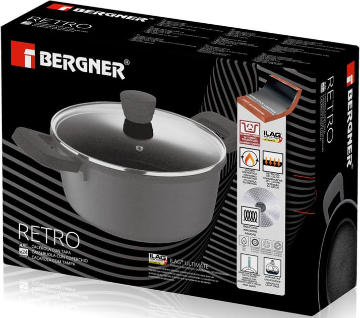 Каструля з кришкою Bergner Retro 24см, 4,1л (BG-30738-NP)