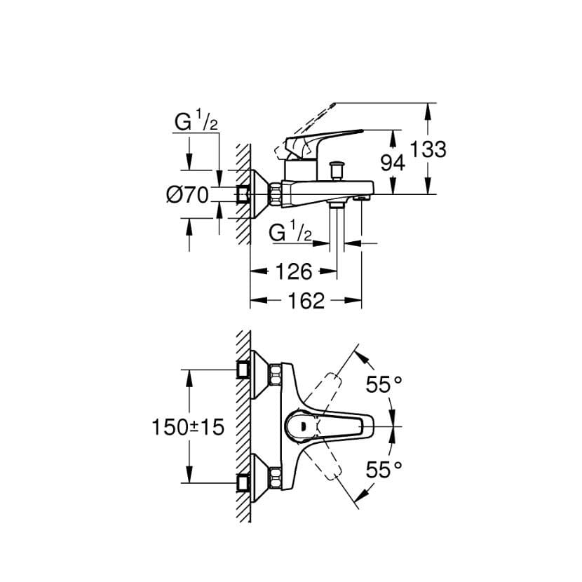 Смеситель для ванны Grohe Bau Flow (23601000)