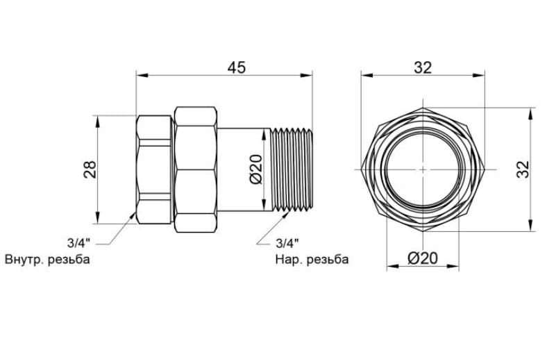 Сгон Icma Американка 3/4" прямой №818 (85818AE06)