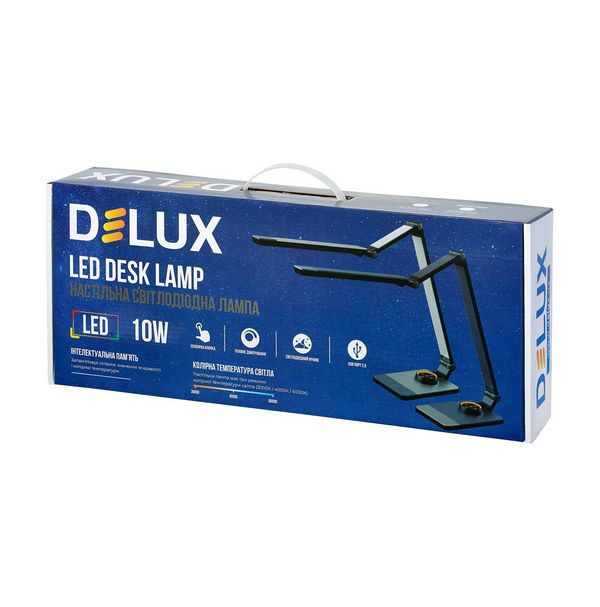 Фото лампа настольная delux tf-520 10вт led usb серебряная (90018130)