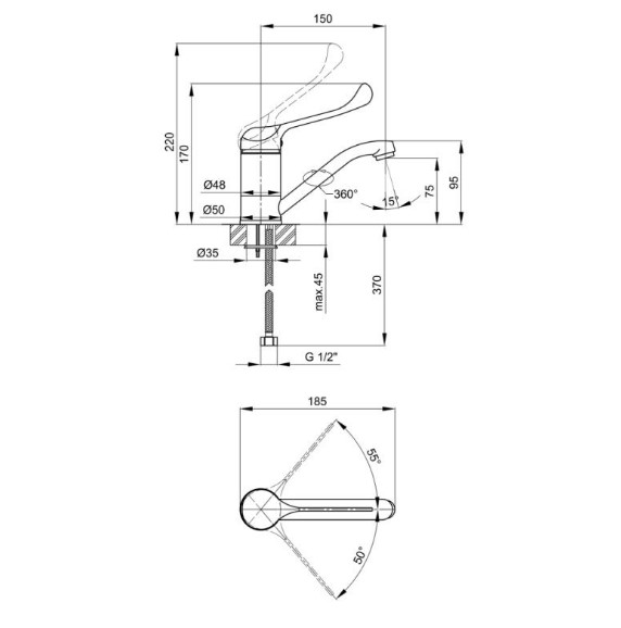 Змішувач для кухні Lidz Watt LDWAT002MCRM34861