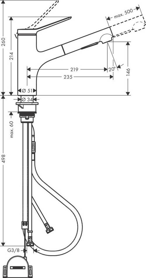 Змішувач для кухні Hansgrohe Zesis M33 (74803800)