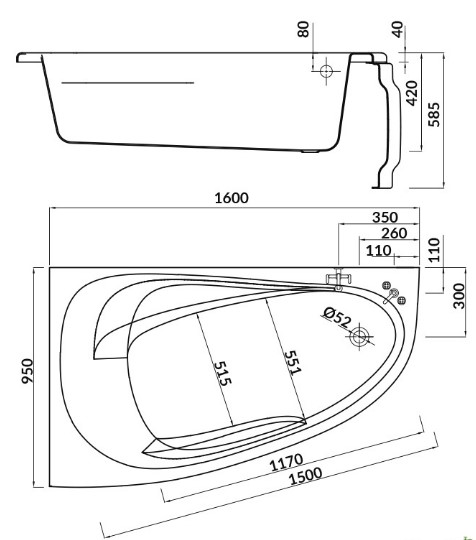   Cersanit Joanna New 160x95  (S301-170)