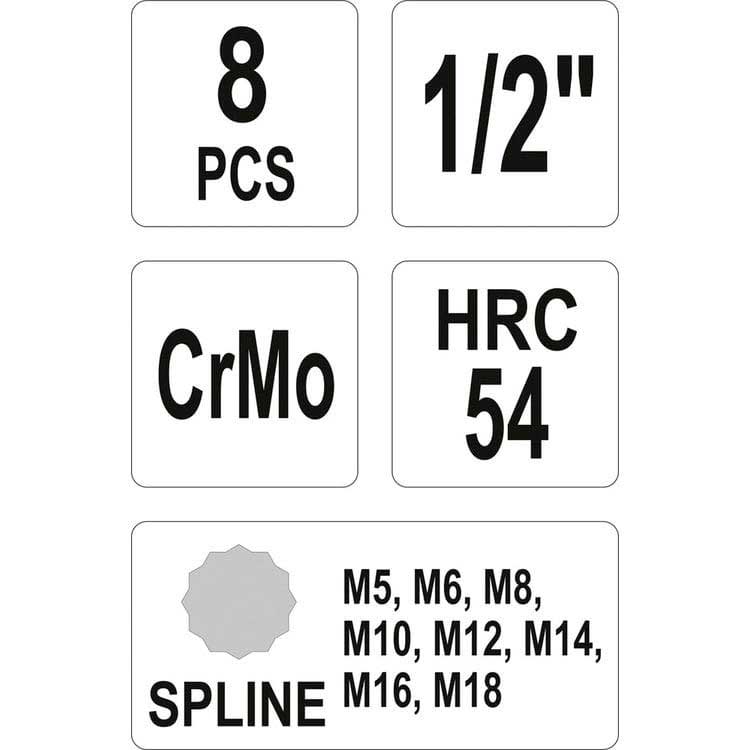   YATO 1/2" SPLINE M5-M18 8 (YT-1069)