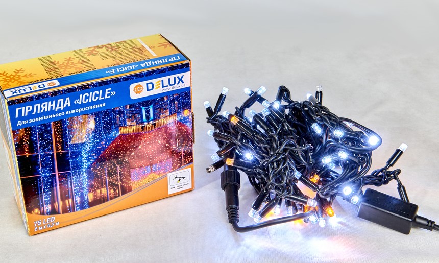 Гірлянда зовнішня Delux Icicle 75LED IP44 EN білий 2x0.7м (90015182)