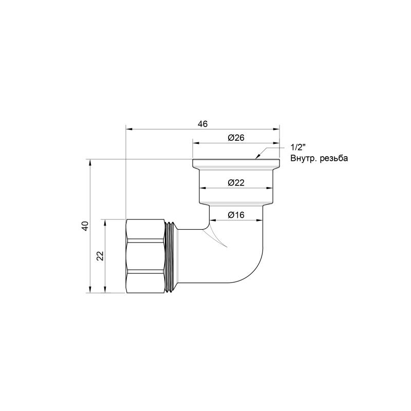 Кут обтискний SD Plus 16х1/2" ВР (SD156W1615)