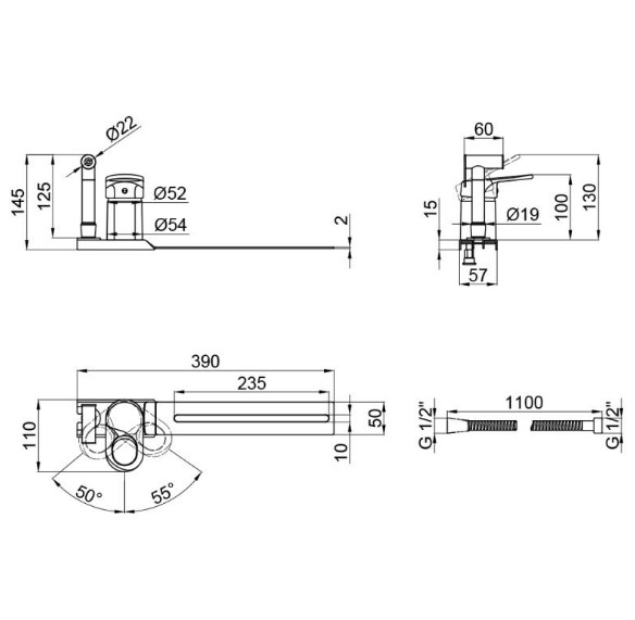 Змішувач для біде Lidz LDTAN024CRM32532