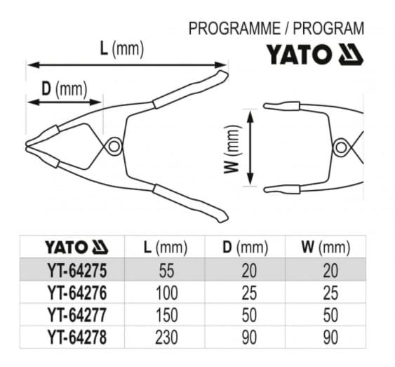 Струбцина пружинна металева YATO 100мм (YT-64276)