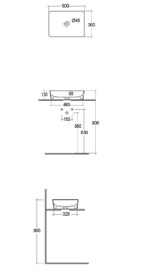 Умивальник на стільницю RAK Ceramics Sanitaryware Feeling 50x36x13см (FEECT5000504A)