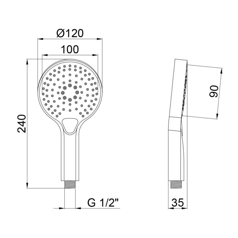 Лійка для душу Qtap Rucni d120мм (QTRUCA115O3KCW)