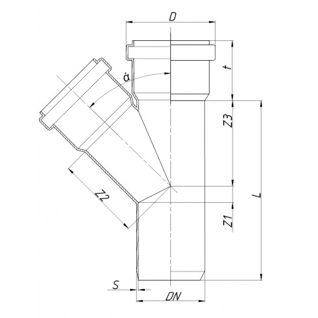 Трійник внутрішньої каналізації Ostendorf 110x110 кут 45°