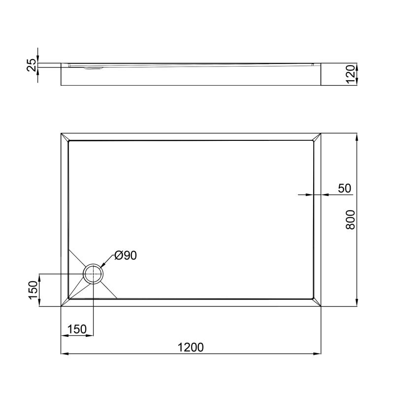 Душовий піддон Qtap Tern 1200x800x120мм (TERN3012812)