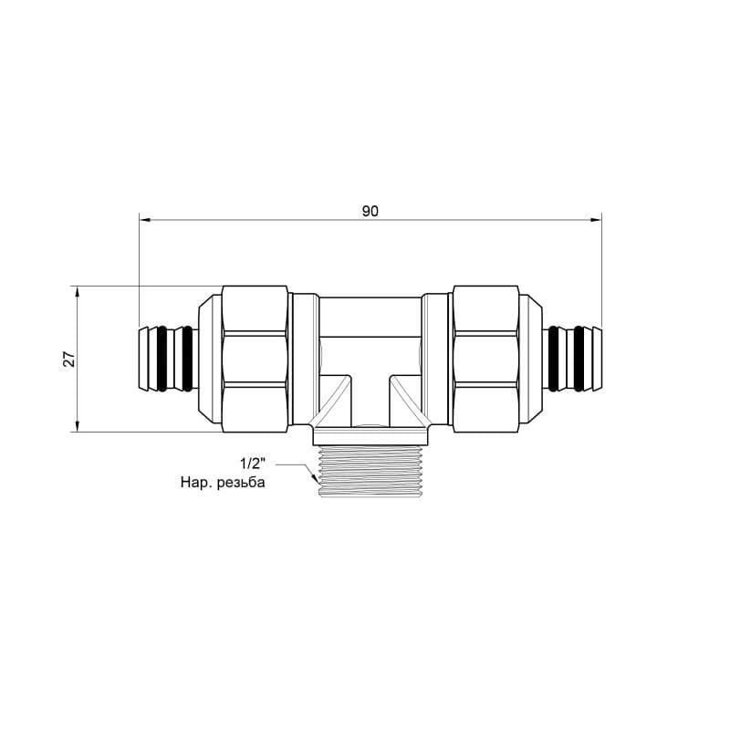 Трійник обтискний Icma №547 20х1/2"х20 НР (81547RDBQ06)